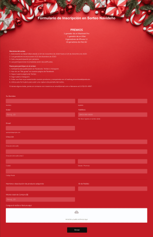Formulario De Inscripción En Sorteo Navideño Form Template