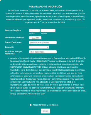 Formulario De Inscripción HUMANIZARSE