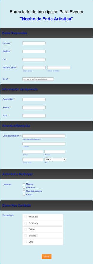 Formulario De Inscripción Para El Evento Form Template