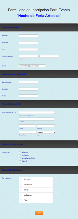 Formulario De Inscripción Para El Evento