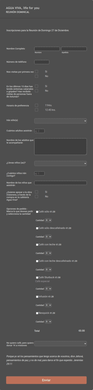 Formulario De Inscripcion Reunion Dominical