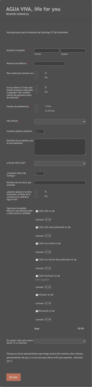Formulario De Inscripcion Reunion Dominical