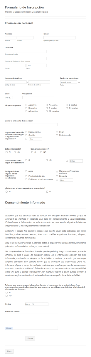 Formulario De Inscripción Y Consentimiento