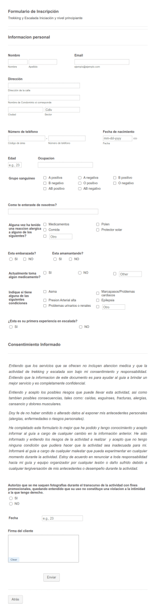 Formulario De Inscripción Y Consentimiento