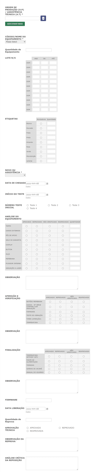 Formulário De Inspeção De Produto