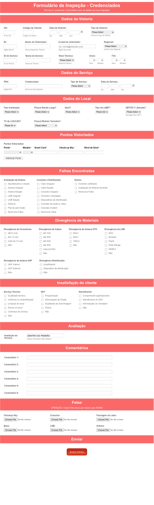 Formulário De Inspeção De Televisão Por Assinatura