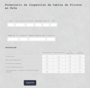 Formulario De Inspección De Pilotos En Vuelo