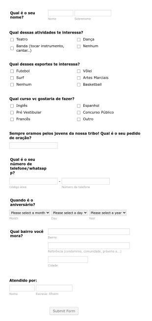 Formulário De Interesse Em Atividades Form Template