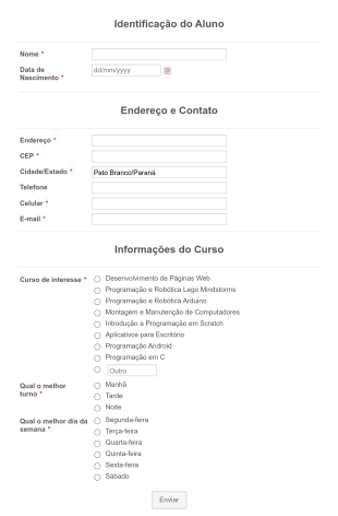 Formulário De Interesse Em Curso Form Template