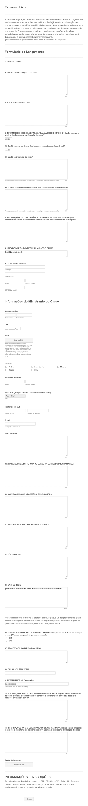 Formulário De Interesse Em Extensão Universitária