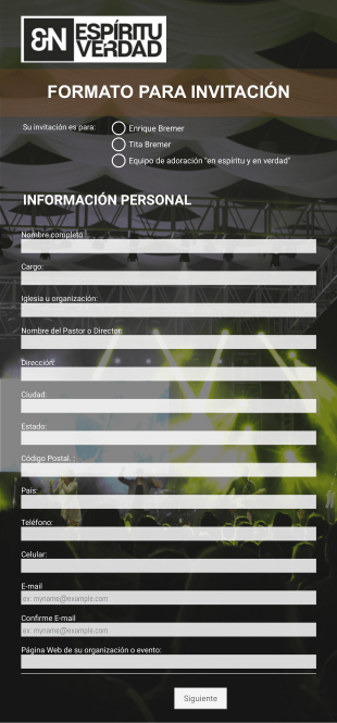Formulario De Invitación A Evento Bíblico O Religioso