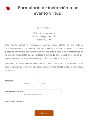 Formulario De Invitación A Un Evento Virtual Form Template
