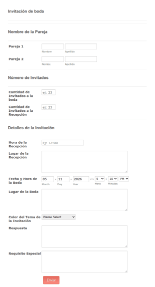 Formulario De Invitación De Boda