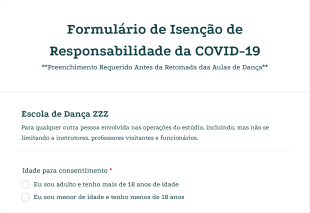 Formulário De Isenção De Responsabilidade Da COVID 19 Para Estúdio De Dança Form Template