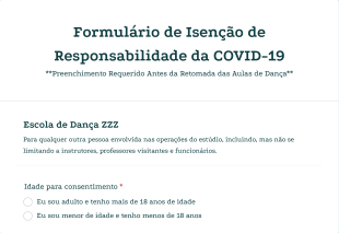 Formulário De Isenção De Responsabilidade Da COVID 19 Para Estúdio De Dança