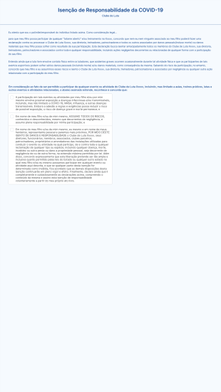 Formulário De Isenção De Responsabilidade Durante A COVID 19 Para Clubes De Luta