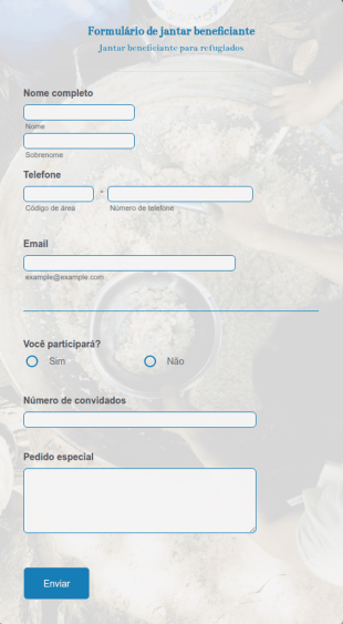 Formulário De Jantar Beneficiante