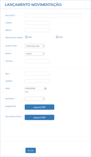 Formulário De Lançamento De Movimentação