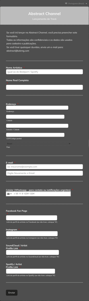 Formulário De Lançamento De Música