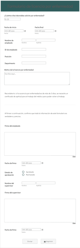 Formulario De Licencia Por Enfermedad