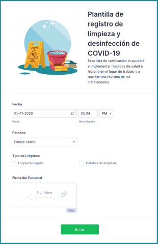 Formulario De Limpieza Y Desinfección De COVID 19