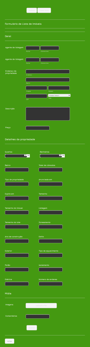 Formulário De Lista De Imóveis