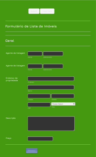 Formulário De Lista De Imóveis Form Template