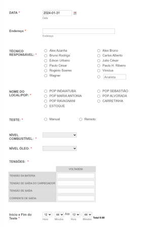 Formulário De Manutenção Preventiva De Geradores
