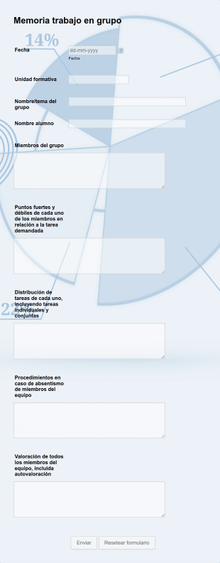 Formulario De Memoria De Trabajo En Grupo Form Template