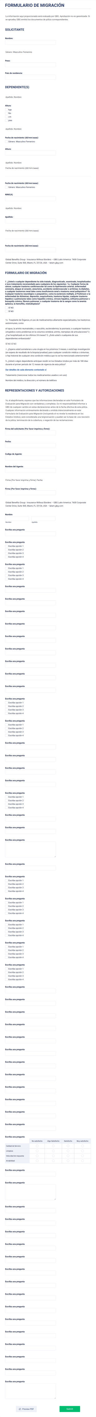 Formulario De Migración