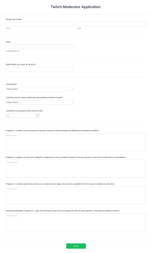 Formulario De Moderador De Twitch Form Template