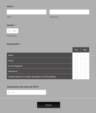 Formulário De Monitoramento De Atletas E Treinadores Durante A COVID 19 Form Template