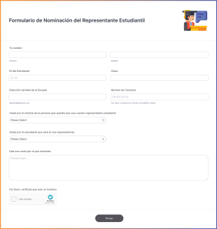 Formulario De Nominación Del Representante Estudiantil Form Template