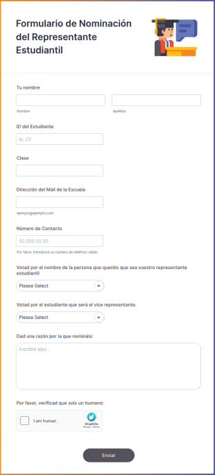 Formulario De Nominación Del Representante Estudiantil