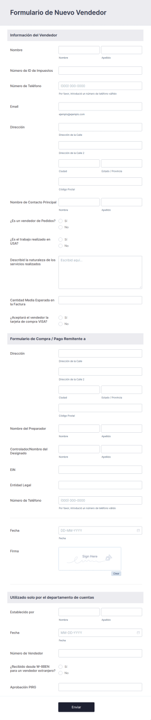 Formulario De Nuevo Vendedor