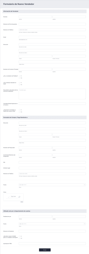 Formulario De Nuevo Vendedor Form Template