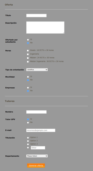 Formulario De Oferta De Tutorías
