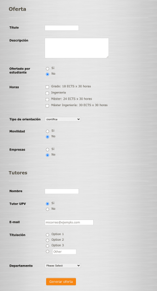Formulario De Oferta De Tutorías