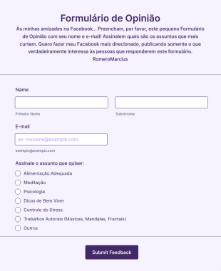 Formulário De Opinião Atualizado
