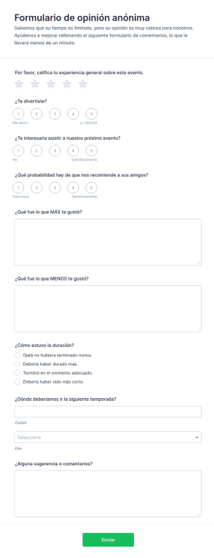 Formulario De Opinión Anónima