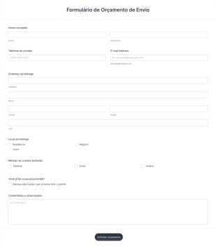 Formulário De Orçamento De Frete Form Template
