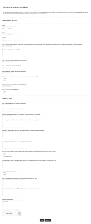 Formulário De Orçamento De Website Form Template