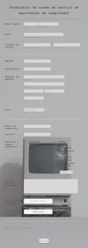 Formulário De Ordem De Serviço De Manutenção De Computador é Infinita Form Template