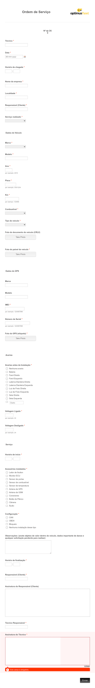 Formulário De Ordem De Serviço Form Template