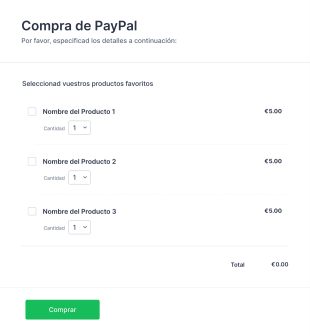 Formulario De Orden De Compra PayPal