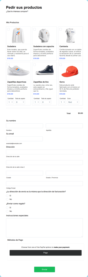 Formulario De Pago Para Negocios Con PayPal Form Template