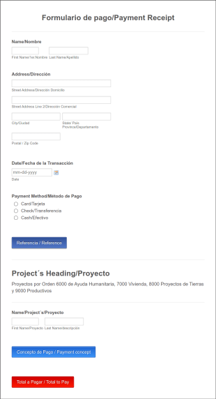 Formulario De Pago/ Receipt Form Template