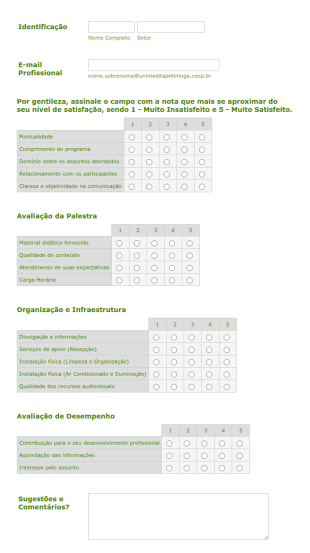 Formulário De Palestra De Ergonomia