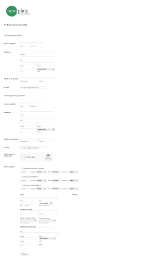 Formulário De Pedido De Comida Form Template