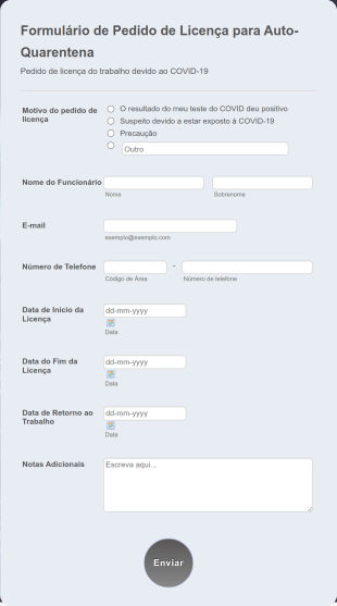 Formulário De Pedido De Licença Para Auto Quarentena Form Template
